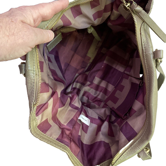 KOOBA Everette Large Leather Satchel Tote Bag Dark Beige Pockets Tassels Zippers - Picture 13 of 15